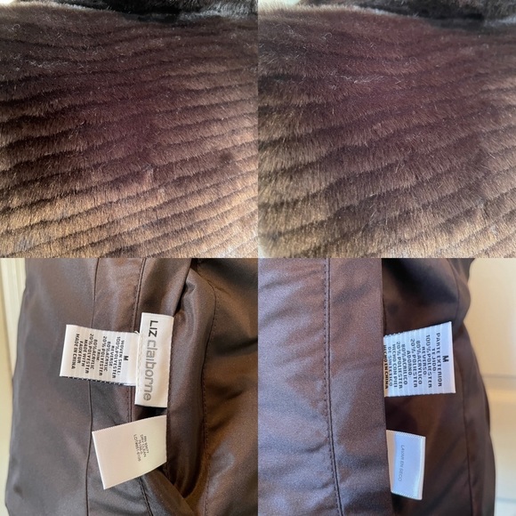 Liz Claiborne Chocolate Brown Reversible Zip-Up Faux Fur Women’s Vest Medium - Picture 10 of 14